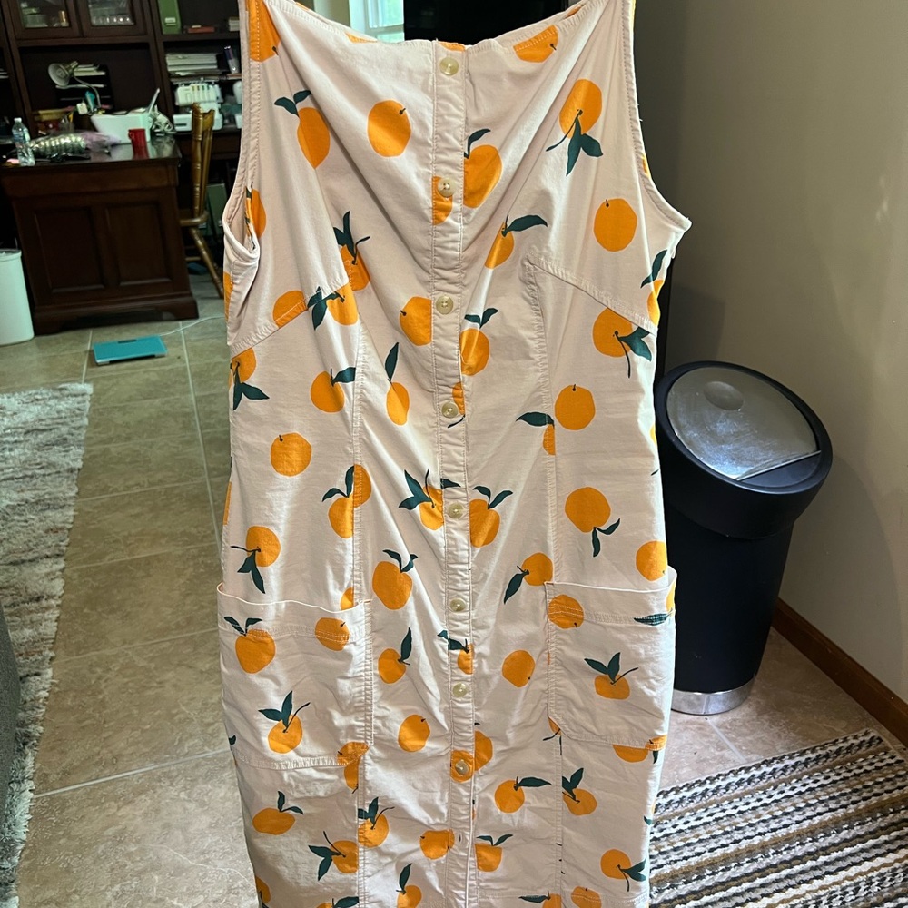 Maeve White Midi Dress with Orange Fruit Print